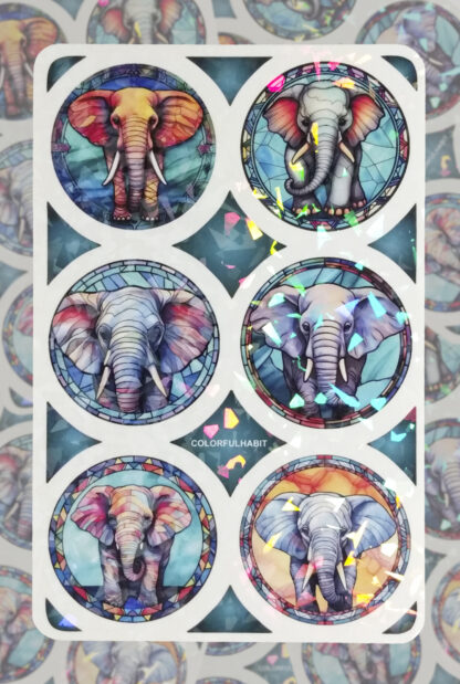 Elephants Holographic Sticker Sheet by ColorfulHabit 2