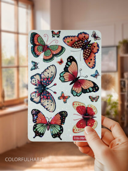 Hand Holding Butterflies Holographic Sticker by ColorfulHabit 1