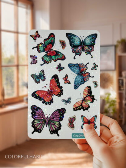 Hand Holding Butterflies Holographic Sticker by ColorfulHabit 2