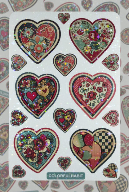 Hearts Holographic Sticker Sheet by ColorfulHabit 1