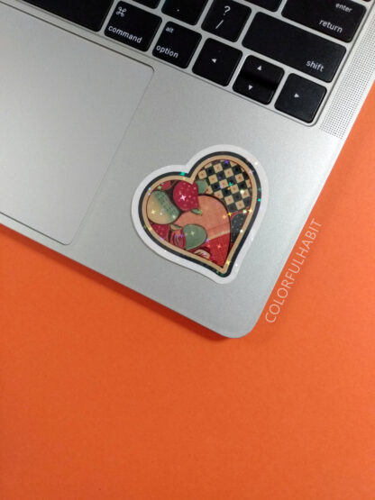 Hearts Holographic Stickers on Laptop by ColorfulHabit