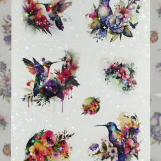 Hummingbirds Holographic Sticker Sheet by ColorfulHabit 1