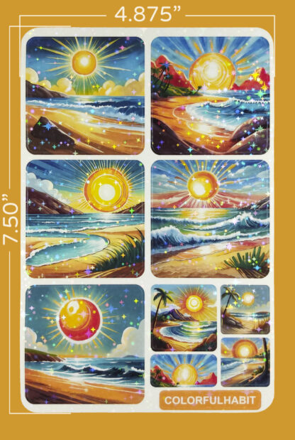 Sun Holographic Sticker Sheet Dimensions by ColorfulHabit 1