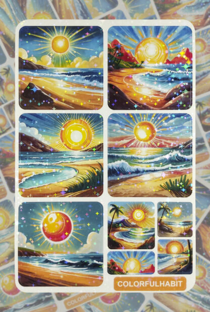 Sun Holographic Sticker Sheet by ColorfulHabit 1