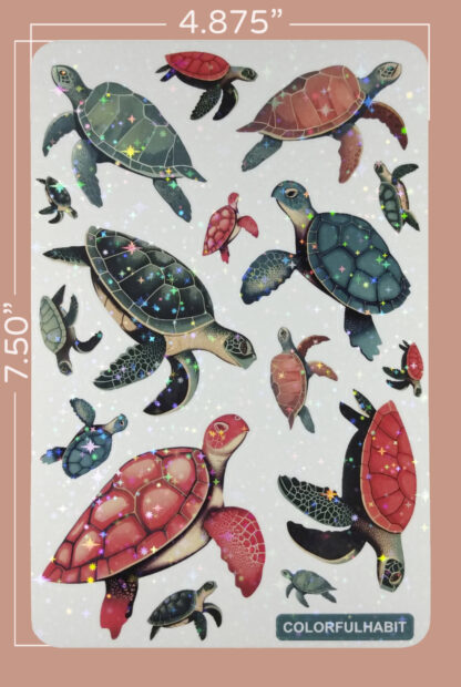 Turtles Holographic Sticker Sheet Dimensions by ColorfulHabit 1