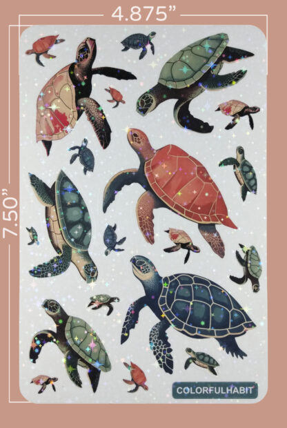 Turtles Holographic Sticker Sheet Dimensions by ColorfulHabit 2