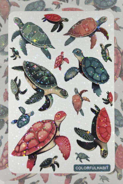 Turtles Holographic Sticker Sheet by ColorfulHabit 1