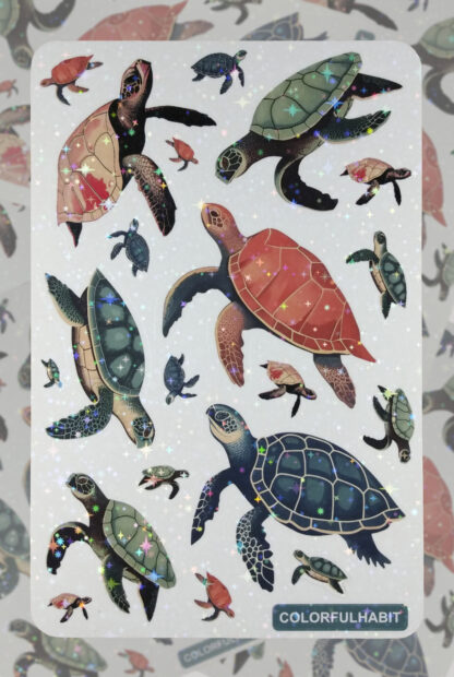 Turtles Holographic Sticker Sheet by ColorfulHabit 2