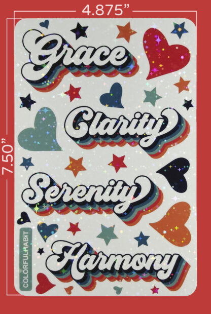 Words Holographic Sticker Sheet Dimensions by ColorfulHabit 1