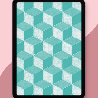 3D Cube Repeating Seamless Geometric Pattern Procreate Brush Displayed on iPad