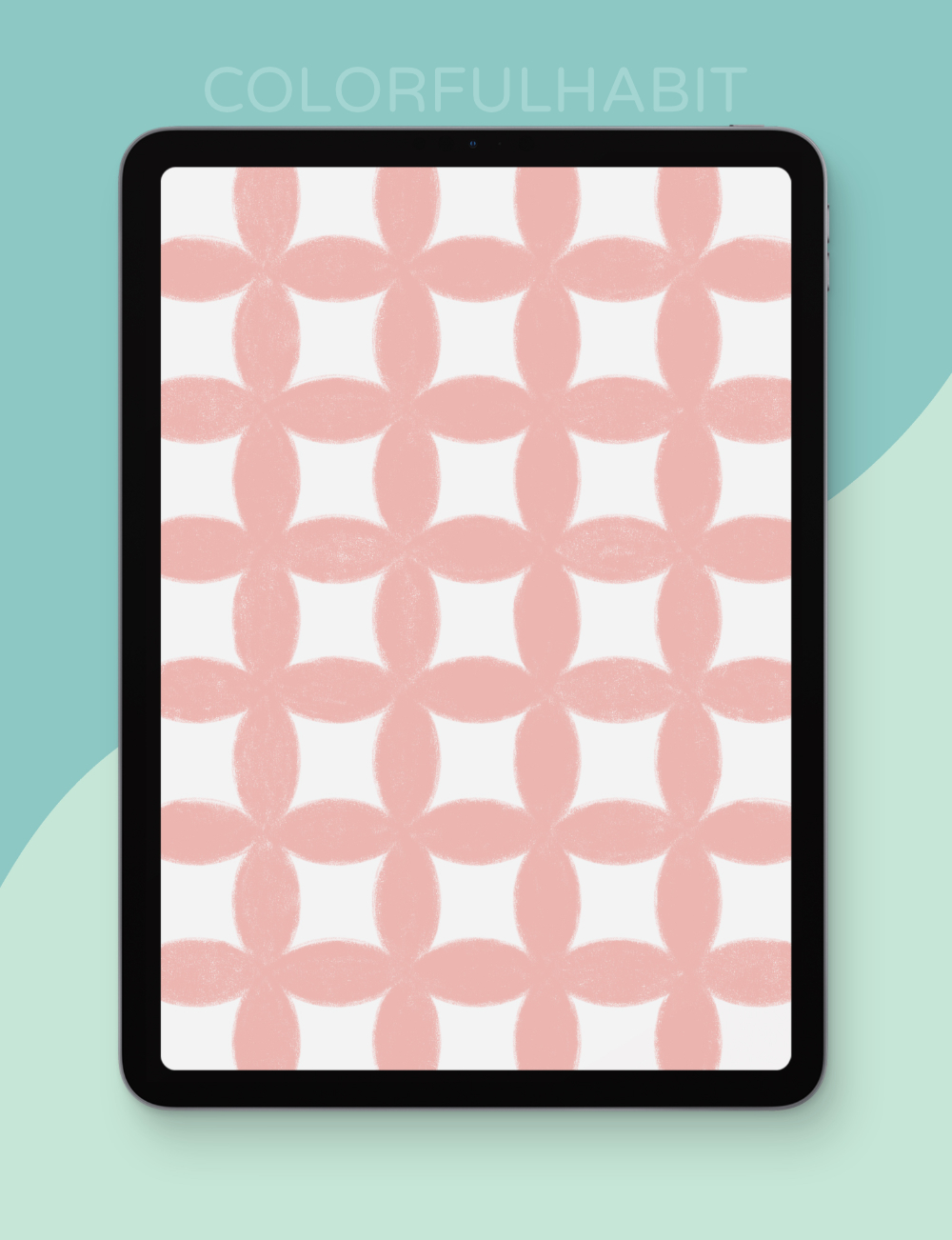 Inverted Tones Seamless Geometric Petals Pattern Procreate Brush Displayed on iPad