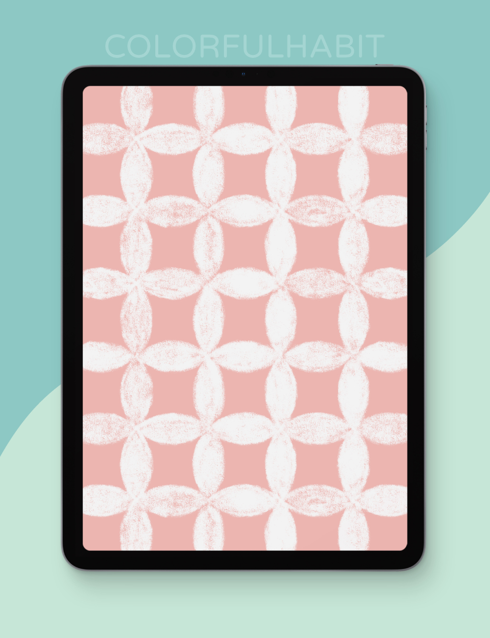 Seamless Distressed Geometric Petals Pattern Procreate Brush Displayed on an iPad