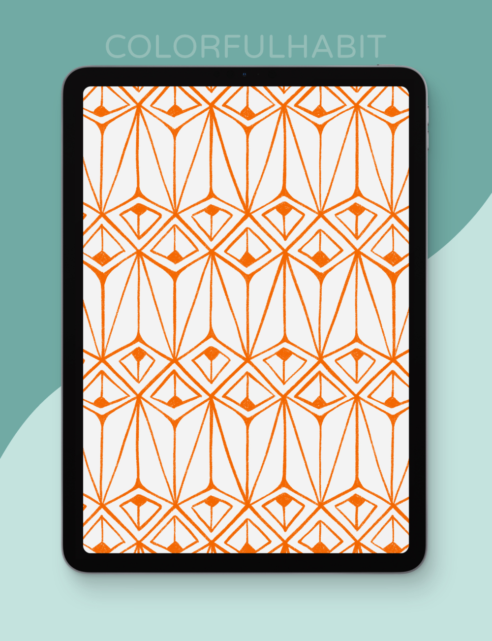 Seamless Geometric Diamond Triangle Repeating Pattern Inverted Tones Procreate Brush Displayed on iPad