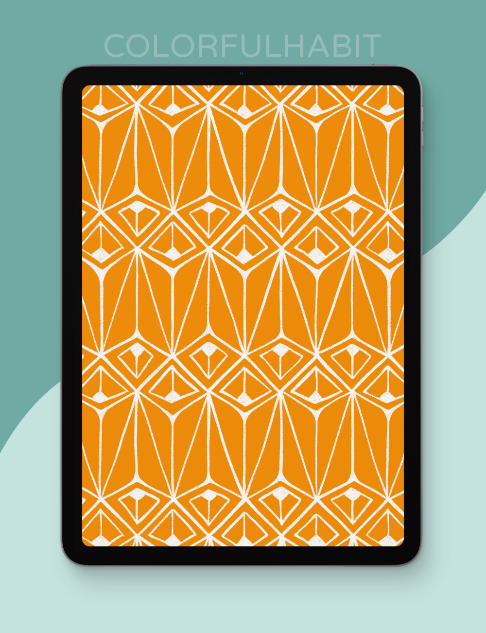 Seamless Geometric Diamond Triangle Repeating Pattern Procreate Brush Displayed on iPad