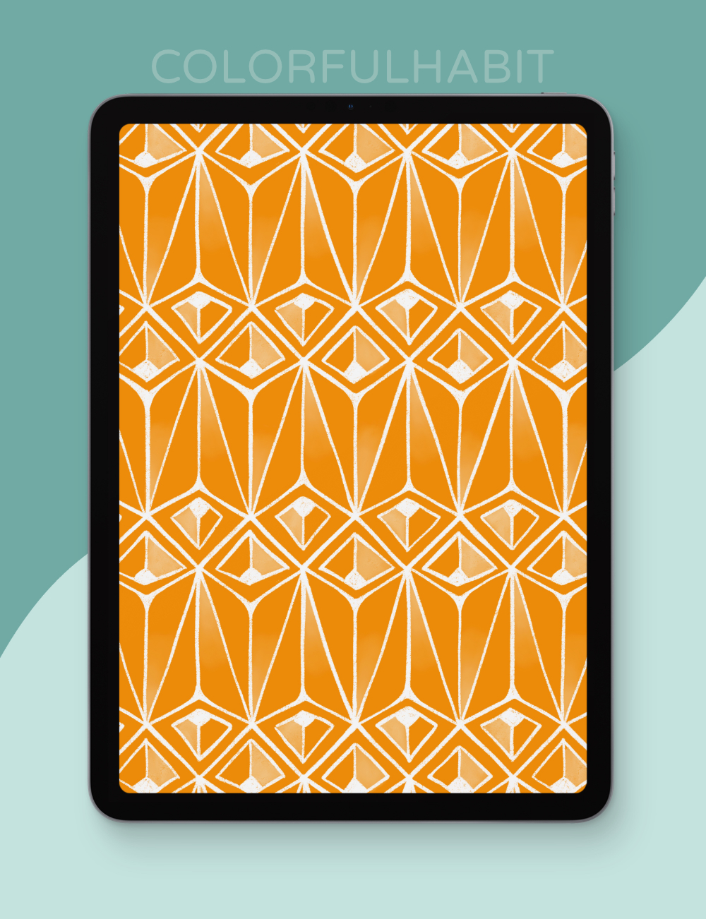 Seamless Geometric Diamond Triangle Repeating Pattern Shaded Procreate Brush Displayed on iPad