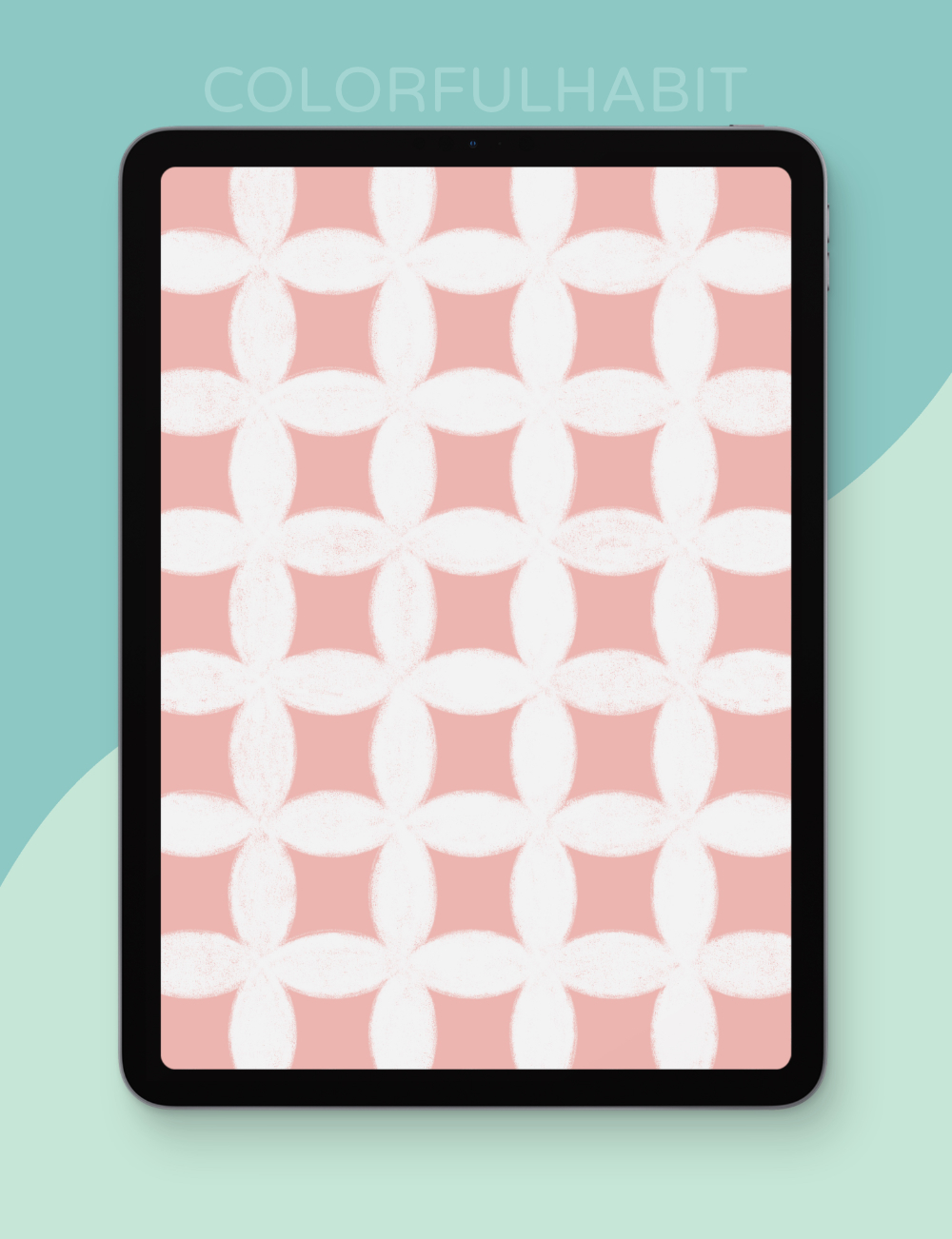 Seamless Geometric Petals Pattern Procreate Brush Displayed on iPad